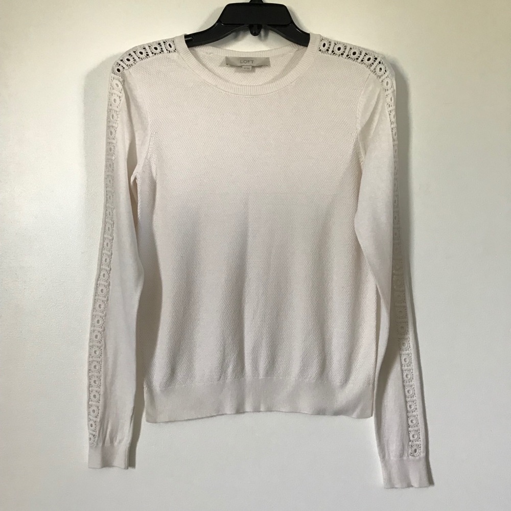 LOFT Crochet Top Knit Spring Sweater Lightweight